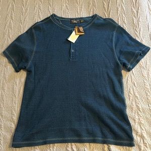 NWT. Ralph Lauren Waffle Knit Indigo Short Sleeve Henley XL
